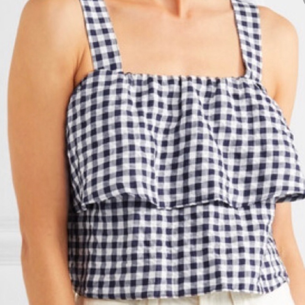 Madewell Blue & White Gingham Tier Top Size M